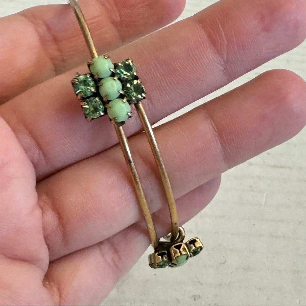 Alex and Ani Green Sour Apple Sparkler Bangle Bracelet Rafaelian Gold RARE NWT